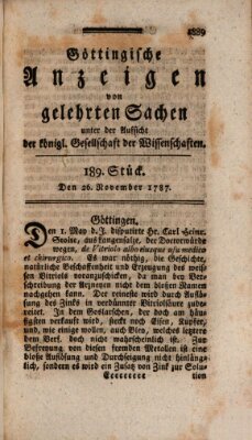 Göttingische Anzeigen von gelehrten Sachen (Göttingische Zeitungen von gelehrten Sachen) Montag 26. November 1787