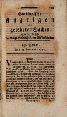 Göttingische Anzeigen von gelehrten Sachen (Göttingische Zeitungen von gelehrten Sachen) Samstag 15. Dezember 1787