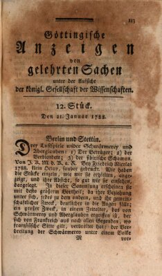 Göttingische Anzeigen von gelehrten Sachen (Göttingische Zeitungen von gelehrten Sachen) Montag 21. Januar 1788