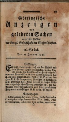 Göttingische Anzeigen von gelehrten Sachen (Göttingische Zeitungen von gelehrten Sachen) Montag 28. Januar 1788