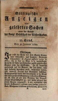 Göttingische Anzeigen von gelehrten Sachen (Göttingische Zeitungen von gelehrten Sachen) Donnerstag 31. Januar 1788