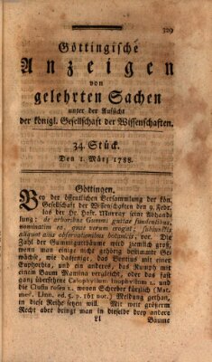 Göttingische Anzeigen von gelehrten Sachen (Göttingische Zeitungen von gelehrten Sachen) Samstag 1. März 1788