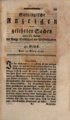 Göttingische Anzeigen von gelehrten Sachen (Göttingische Zeitungen von gelehrten Sachen) Montag 10. März 1788