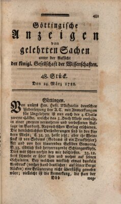 Göttingische Anzeigen von gelehrten Sachen (Göttingische Zeitungen von gelehrten Sachen) Montag 24. März 1788