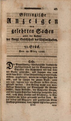 Göttingische Anzeigen von gelehrten Sachen (Göttingische Zeitungen von gelehrten Sachen) Samstag 29. März 1788