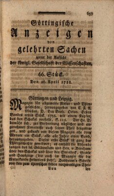 Göttingische Anzeigen von gelehrten Sachen (Göttingische Zeitungen von gelehrten Sachen) Samstag 26. April 1788