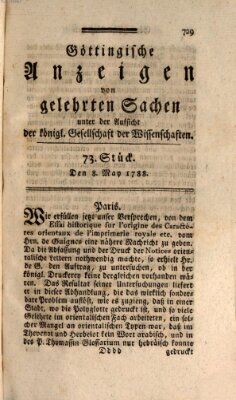 Göttingische Anzeigen von gelehrten Sachen (Göttingische Zeitungen von gelehrten Sachen) Donnerstag 8. Mai 1788