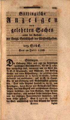 Göttingische Anzeigen von gelehrten Sachen (Göttingische Zeitungen von gelehrten Sachen) Donnerstag 10. Juli 1788