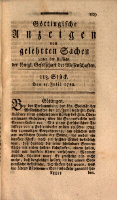 Göttingische Anzeigen von gelehrten Sachen (Göttingische Zeitungen von gelehrten Sachen) Donnerstag 17. Juli 1788