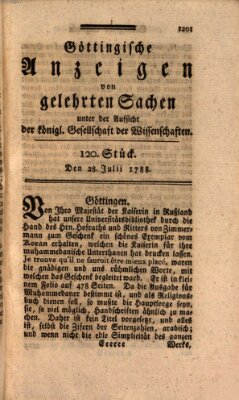 Göttingische Anzeigen von gelehrten Sachen (Göttingische Zeitungen von gelehrten Sachen) Montag 28. Juli 1788