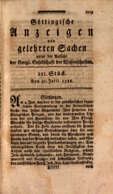 Göttingische Anzeigen von gelehrten Sachen (Göttingische Zeitungen von gelehrten Sachen) Donnerstag 31. Juli 1788