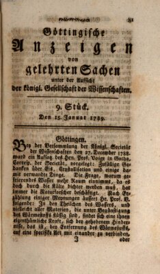 Göttingische Anzeigen von gelehrten Sachen (Göttingische Zeitungen von gelehrten Sachen) Donnerstag 15. Januar 1789