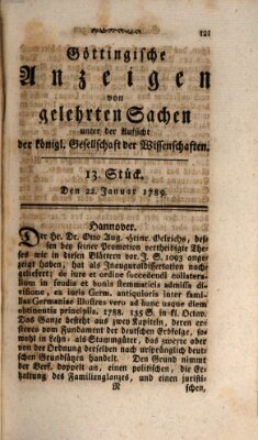 Göttingische Anzeigen von gelehrten Sachen (Göttingische Zeitungen von gelehrten Sachen) Donnerstag 22. Januar 1789