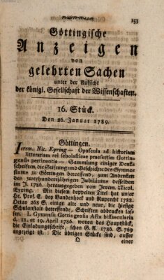 Göttingische Anzeigen von gelehrten Sachen (Göttingische Zeitungen von gelehrten Sachen) Montag 26. Januar 1789