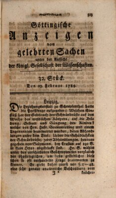 Göttingische Anzeigen von gelehrten Sachen (Göttingische Zeitungen von gelehrten Sachen) Montag 23. Februar 1789