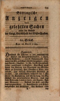 Göttingische Anzeigen von gelehrten Sachen (Göttingische Zeitungen von gelehrten Sachen) Donnerstag 16. April 1789