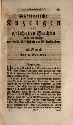 Göttingische Anzeigen von gelehrten Sachen (Göttingische Zeitungen von gelehrten Sachen) Montag 11. Mai 1789