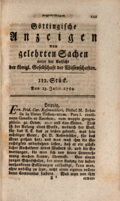 Göttingische Anzeigen von gelehrten Sachen (Göttingische Zeitungen von gelehrten Sachen) Montag 13. Juli 1789