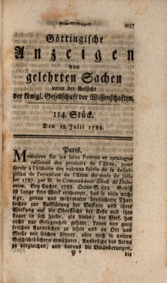 Göttingische Anzeigen von gelehrten Sachen (Göttingische Zeitungen von gelehrten Sachen) Samstag 18. Juli 1789