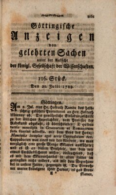 Göttingische Anzeigen von gelehrten Sachen (Göttingische Zeitungen von gelehrten Sachen) Montag 20. Juli 1789