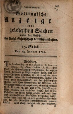 Göttingische Anzeigen von gelehrten Sachen (Göttingische Zeitungen von gelehrten Sachen) Montag 25. Januar 1790