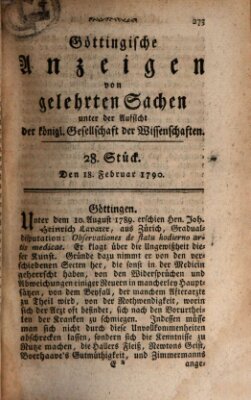 Göttingische Anzeigen von gelehrten Sachen (Göttingische Zeitungen von gelehrten Sachen) Donnerstag 18. Februar 1790