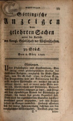 Göttingische Anzeigen von gelehrten Sachen (Göttingische Zeitungen von gelehrten Sachen) Montag 8. März 1790