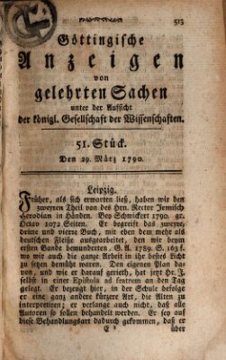 Göttingische Anzeigen von gelehrten Sachen (Göttingische Zeitungen von gelehrten Sachen) Montag 29. März 1790