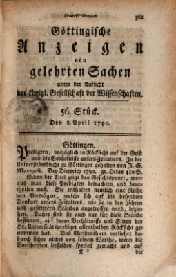 Göttingische Anzeigen von gelehrten Sachen (Göttingische Zeitungen von gelehrten Sachen) Donnerstag 8. April 1790