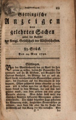 Göttingische Anzeigen von gelehrten Sachen (Göttingische Zeitungen von gelehrten Sachen) Montag 24. Mai 1790