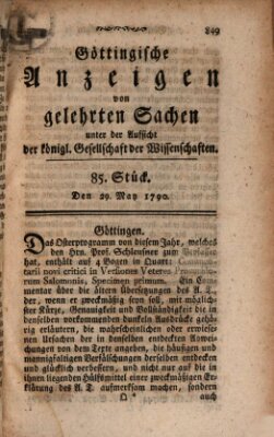 Göttingische Anzeigen von gelehrten Sachen (Göttingische Zeitungen von gelehrten Sachen) Samstag 29. Mai 1790