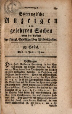 Göttingische Anzeigen von gelehrten Sachen (Göttingische Zeitungen von gelehrten Sachen) Samstag 5. Juni 1790