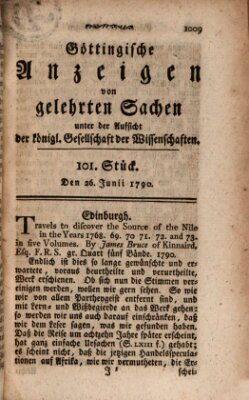 Göttingische Anzeigen von gelehrten Sachen (Göttingische Zeitungen von gelehrten Sachen) Samstag 26. Juni 1790