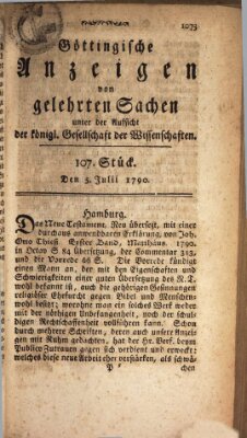 Göttingische Anzeigen von gelehrten Sachen (Göttingische Zeitungen von gelehrten Sachen) Montag 5. Juli 1790