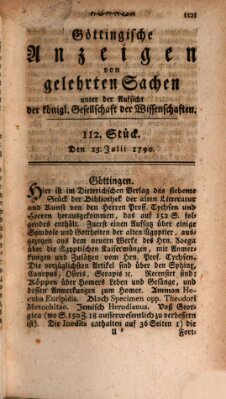 Göttingische Anzeigen von gelehrten Sachen (Göttingische Zeitungen von gelehrten Sachen) Donnerstag 15. Juli 1790