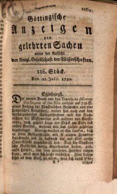 Göttingische Anzeigen von gelehrten Sachen (Göttingische Zeitungen von gelehrten Sachen) Donnerstag 22. Juli 1790