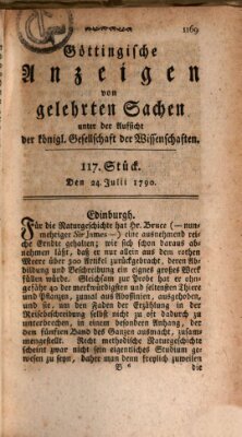 Göttingische Anzeigen von gelehrten Sachen (Göttingische Zeitungen von gelehrten Sachen) Samstag 24. Juli 1790