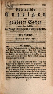 Göttingische Anzeigen von gelehrten Sachen (Göttingische Zeitungen von gelehrten Sachen) Montag 2. August 1790