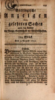 Göttingische Anzeigen von gelehrten Sachen (Göttingische Zeitungen von gelehrten Sachen) Donnerstag 5. August 1790