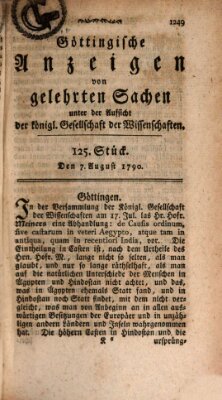Göttingische Anzeigen von gelehrten Sachen (Göttingische Zeitungen von gelehrten Sachen) Samstag 7. August 1790