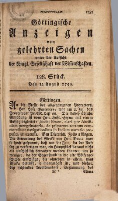 Göttingische Anzeigen von gelehrten Sachen (Göttingische Zeitungen von gelehrten Sachen) Donnerstag 12. August 1790