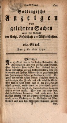 Göttingische Anzeigen von gelehrten Sachen (Göttingische Zeitungen von gelehrten Sachen) Donnerstag 7. Oktober 1790