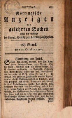 Göttingische Anzeigen von gelehrten Sachen (Göttingische Zeitungen von gelehrten Sachen) Donnerstag 21. Oktober 1790