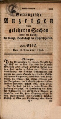 Göttingische Anzeigen von gelehrten Sachen (Göttingische Zeitungen von gelehrten Sachen) Donnerstag 16. Dezember 1790