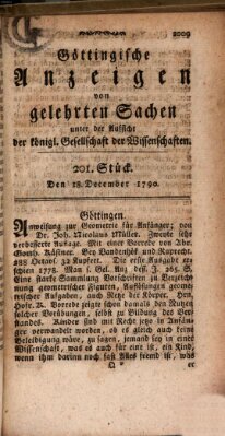 Göttingische Anzeigen von gelehrten Sachen (Göttingische Zeitungen von gelehrten Sachen) Samstag 18. Dezember 1790