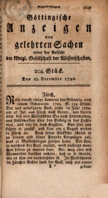 Göttingische Anzeigen von gelehrten Sachen (Göttingische Zeitungen von gelehrten Sachen) Donnerstag 23. Dezember 1790