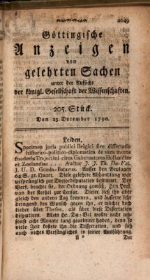 Göttingische Anzeigen von gelehrten Sachen (Göttingische Zeitungen von gelehrten Sachen) Samstag 25. Dezember 1790