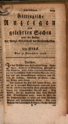 Göttingische Anzeigen von gelehrten Sachen (Göttingische Zeitungen von gelehrten Sachen) Freitag 31. Dezember 1790