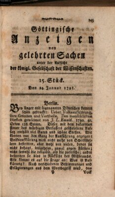 Göttingische Anzeigen von gelehrten Sachen (Göttingische Zeitungen von gelehrten Sachen) Montag 24. Januar 1791