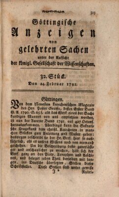 Göttingische Anzeigen von gelehrten Sachen (Göttingische Zeitungen von gelehrten Sachen) Donnerstag 24. Februar 1791